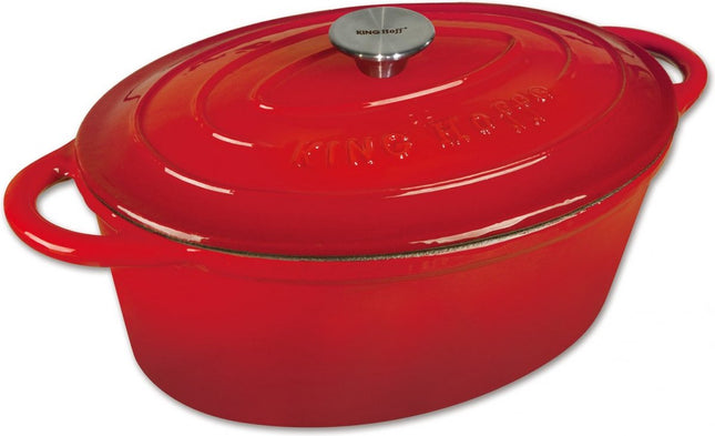 Cocotte en fonte - ovale - 30cm - 4,5L - rouge - émaillée