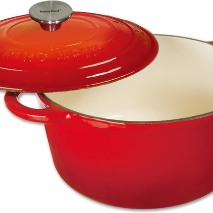 Cocotte en fonte - ovale - 30cm - 4,5L - rouge - émaillée