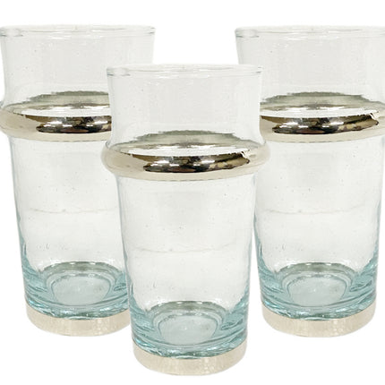 Verres marocains beldi argentés, set de 3 pièces