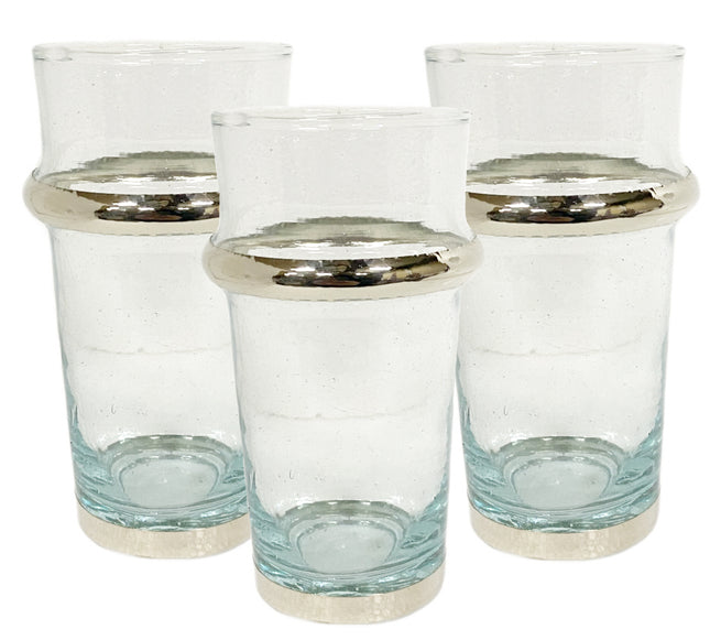 Verres marocains beldi argentés, set de 3 pièces