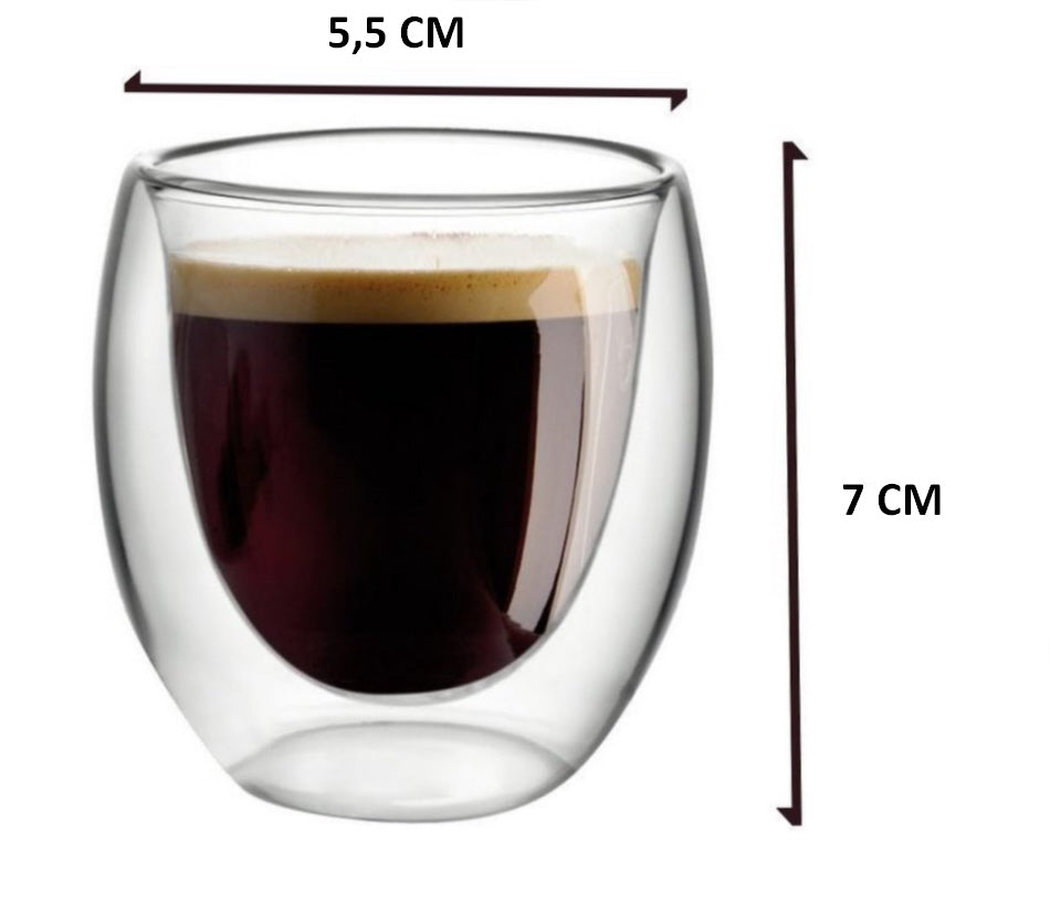 Doppelwandige Espressotassen – 80 ML – 4er Set