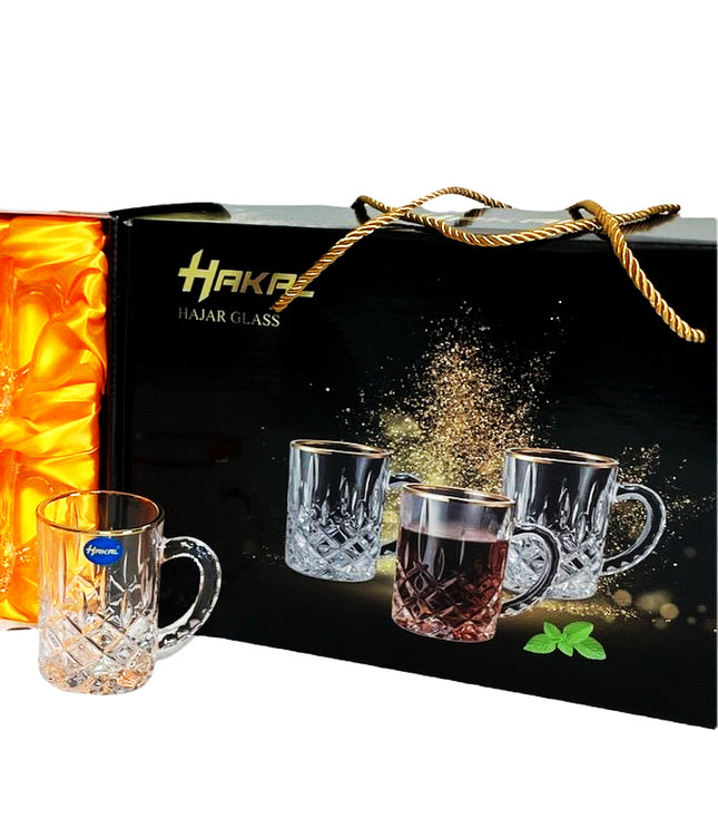 Verres à bordure dorée avec anse - lot de 6