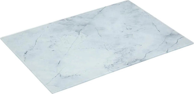 Planche à découper en verre - Motif marbré - 4 en 1 : Plateau apéritif - Découpe - Service - 40 x 30 cm