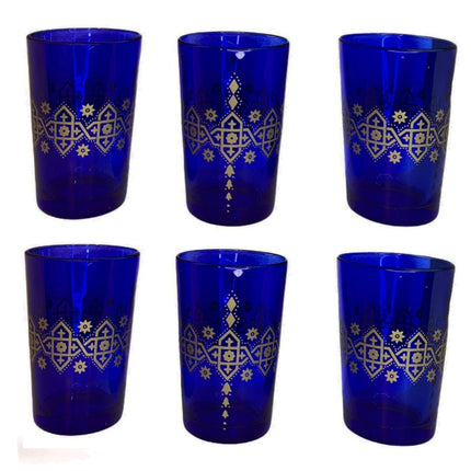 Verres marocains - Verres à thé marocains - 6 pièces - bleu
