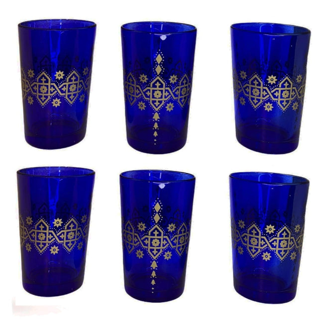 Verres marocains - Verres à thé marocains - 6 pièces - bleu