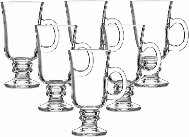 Irish Coffee – Verres à café – Verres à Macchiato à pied avec anse - Set de 6 - 240 ml