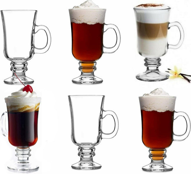 Irish Coffee – Verres à café – Verres à Macchiato à pied avec anse - Set de 6 - 240 ml