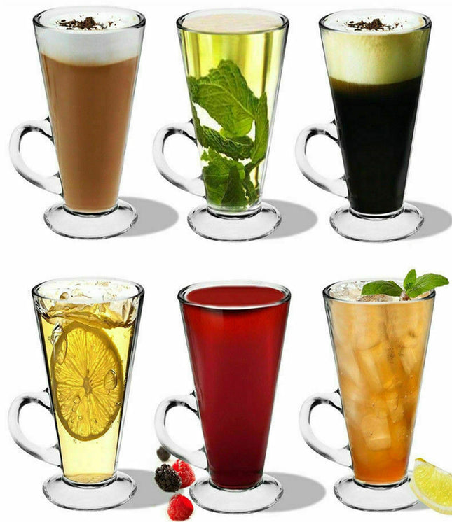 Verres à Latte Macchiato Cappuccino – Avec anse | Lot de 6 pièces | 280 ml | Verres à café | Irish