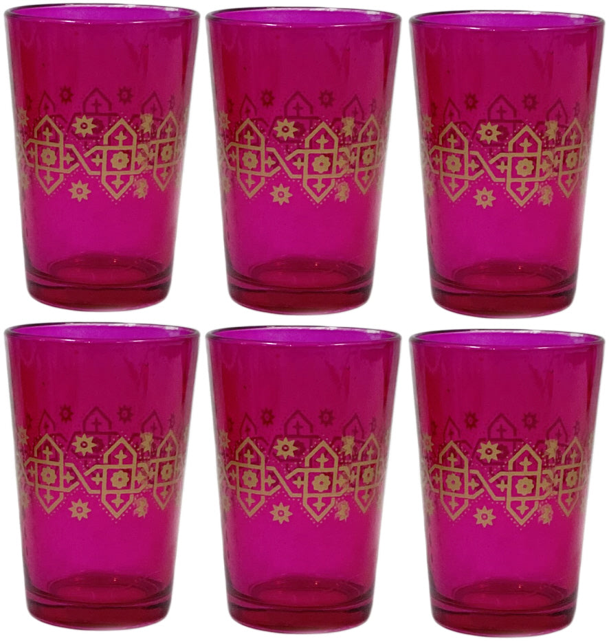 Gekleurde Marokkaanse theeglazen – set van 6 stuks