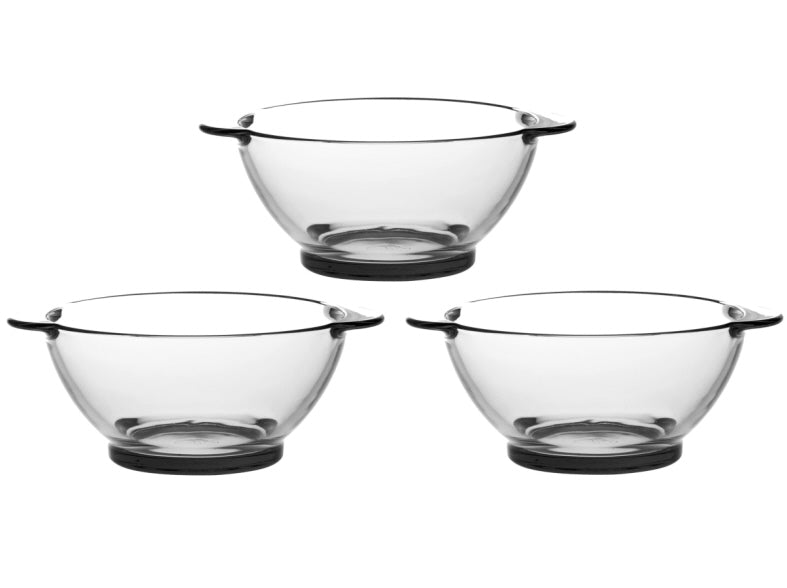 Glass soup bowls with handles - set of 3