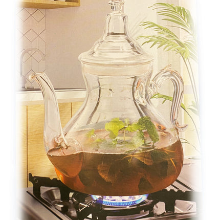Théière marocaine en verre avec réchaud