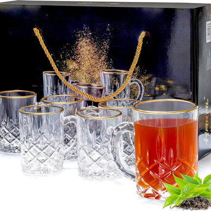 Verres à bordure dorée avec anse - lot de 6