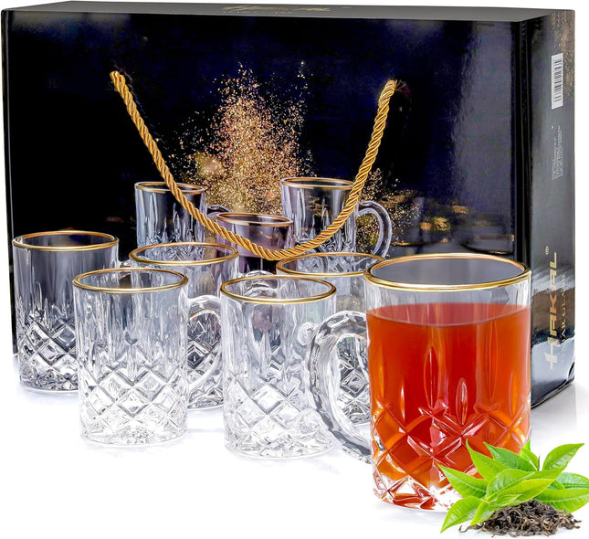 Verres à bordure dorée avec anse - lot de 6