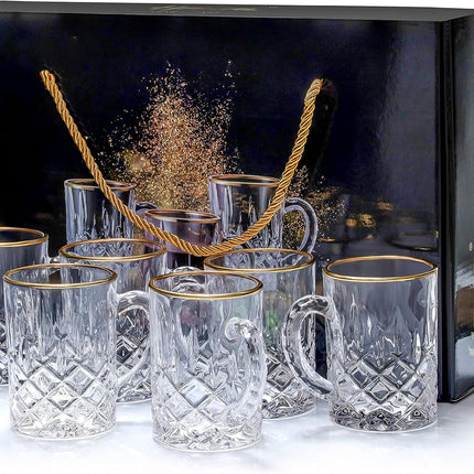 Verres à bordure dorée avec anse - lot de 6