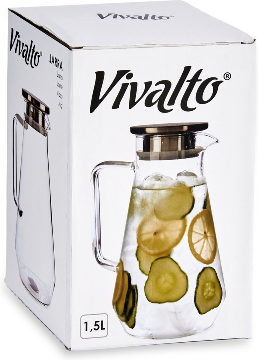 Karaffe/Saftkanne aus Glas mit luxuriösem Deckel, 1,5 Liter
