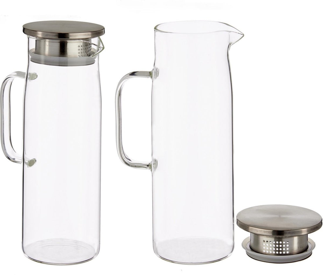 Glaskaraffe/Saftkanne mit luxuriösem Deckel, 1,2 Liter