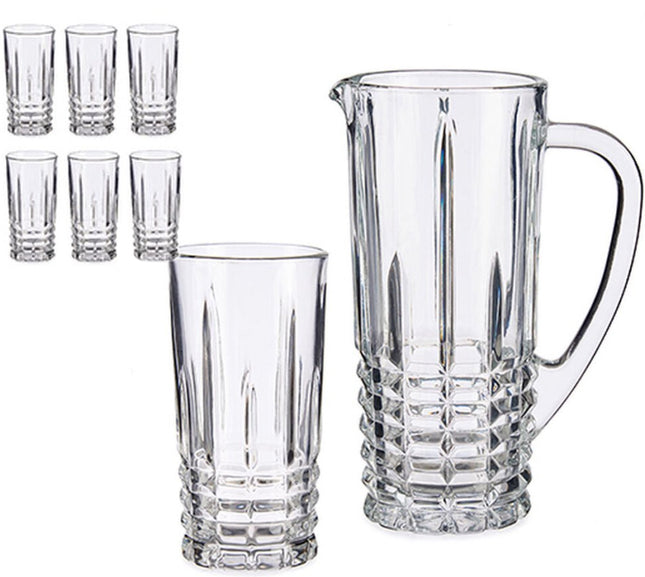 Carafe en verre 1 litre avec 6 verres à boire de 250 ml