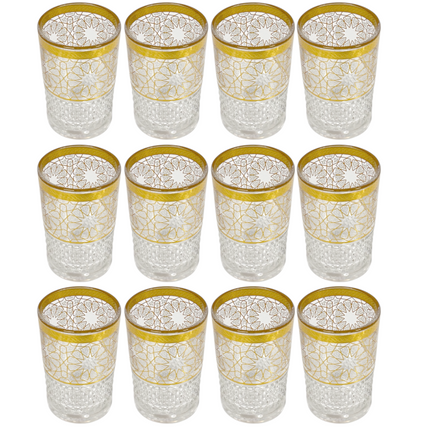 Verres à Thé Marocains Dorés – Set de 12 - 160ml