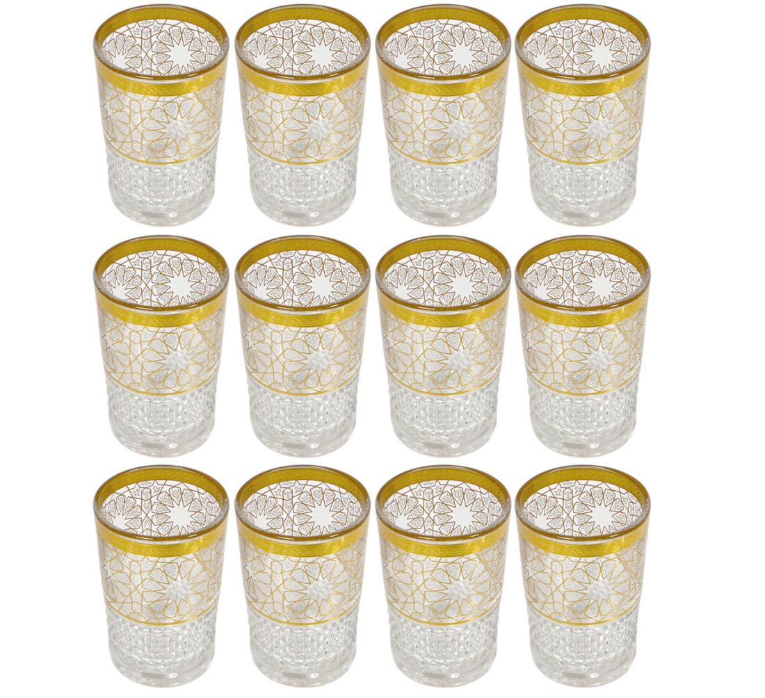 Marokkaanse theeglazen goud – set van 12 Arabische theeglazen, 160 ml