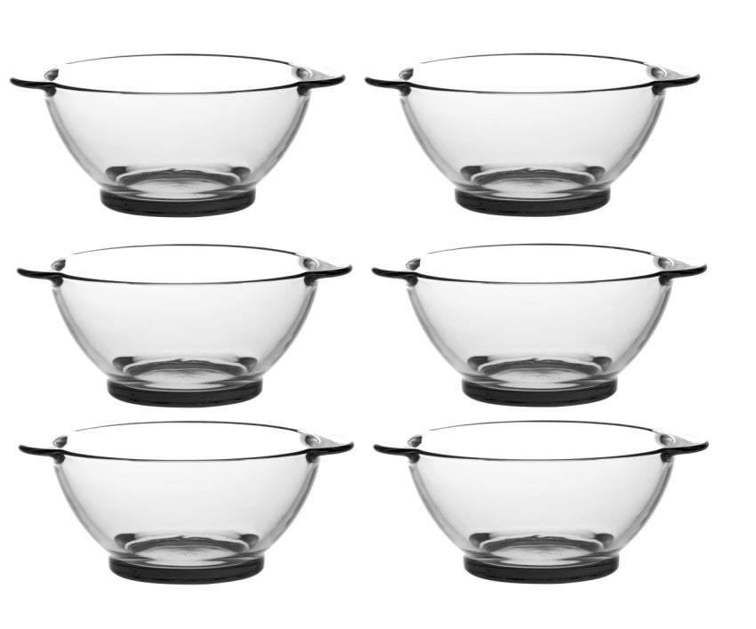 Glazen soepkommen met oortjes – set van 6, 400 ml, gehard glas