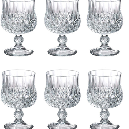 Verres à pied en verre taillé de luxe - lot de 6 pièces. 206 ML