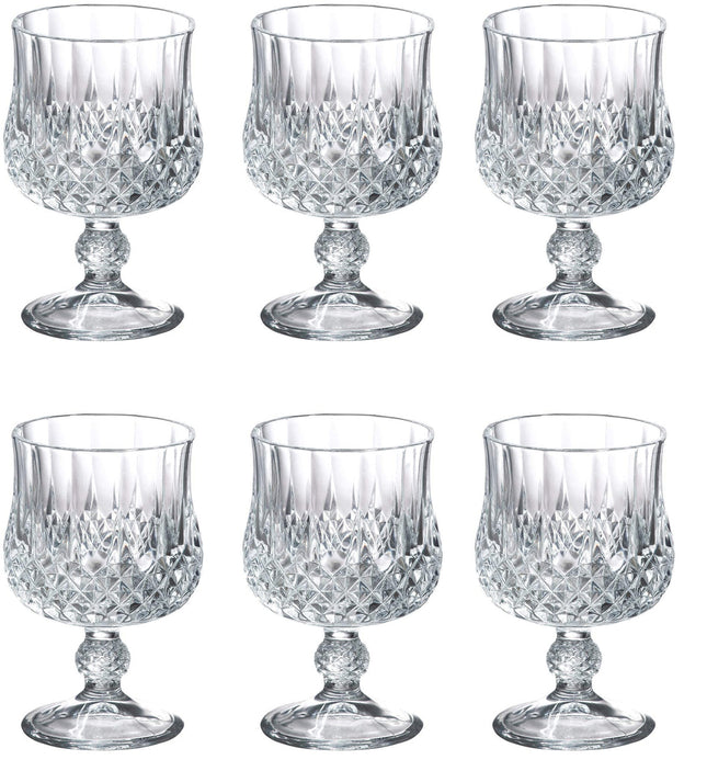 Verres à pied en verre taillé de luxe - lot de 6 pièces. 206 ML