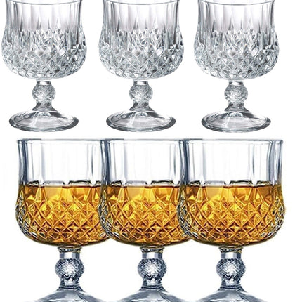 Verres à pied en verre taillé de luxe - lot de 6 pièces. 206 ML