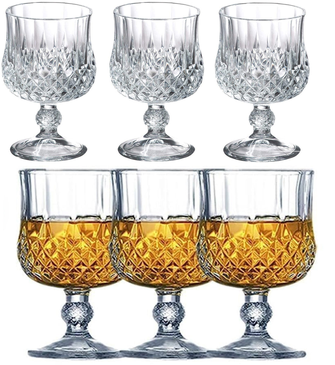 Hakal geslepen glazen op voet – set van 6, 206 ml per glas – foto 3