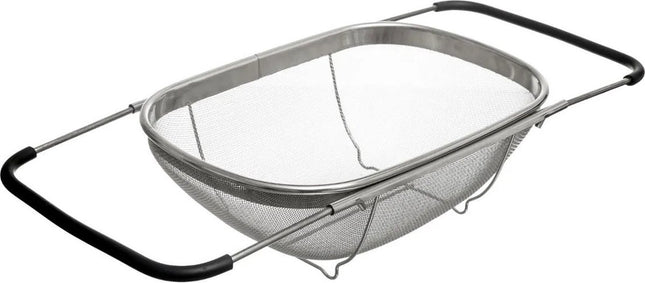Passoire/égouttoir d'évier argent 36,5 x 23 cm en acier inoxydable - Extensible - Passoircs de cuisine