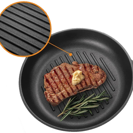 Poêle à griller ronde avec couvercle - poêle à steak