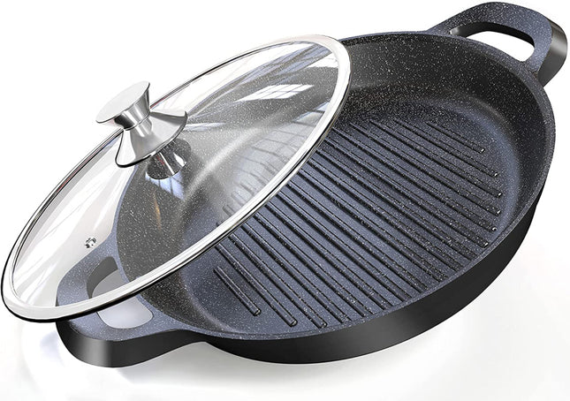 Grill de table en fonte d'aluminium anti-adhésive 32 cm