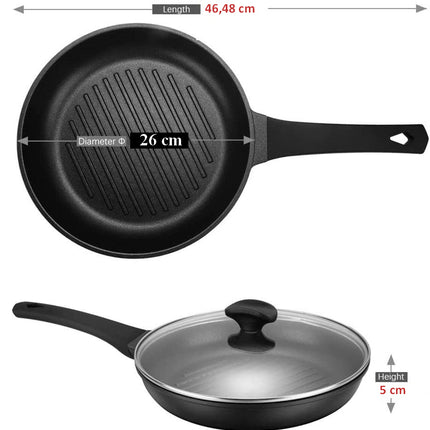 Poêle à griller ronde avec couvercle - poêle à steak