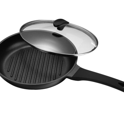 Poêle à griller ronde avec couvercle - poêle à steak