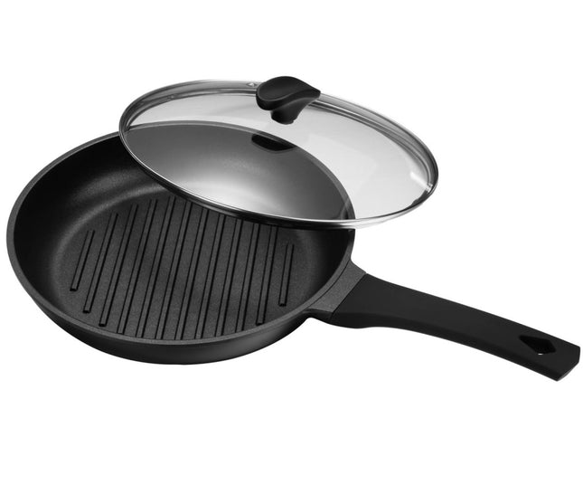 Poêle à griller ronde avec couvercle - poêle à steak
