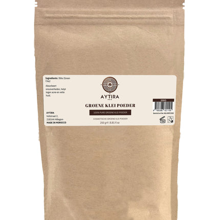 Aytira Poudre d'Argile Verte – Argile Illite 100% Naturelle – Peaux Grasses et Impures – Masque Visage et Corps – 250g