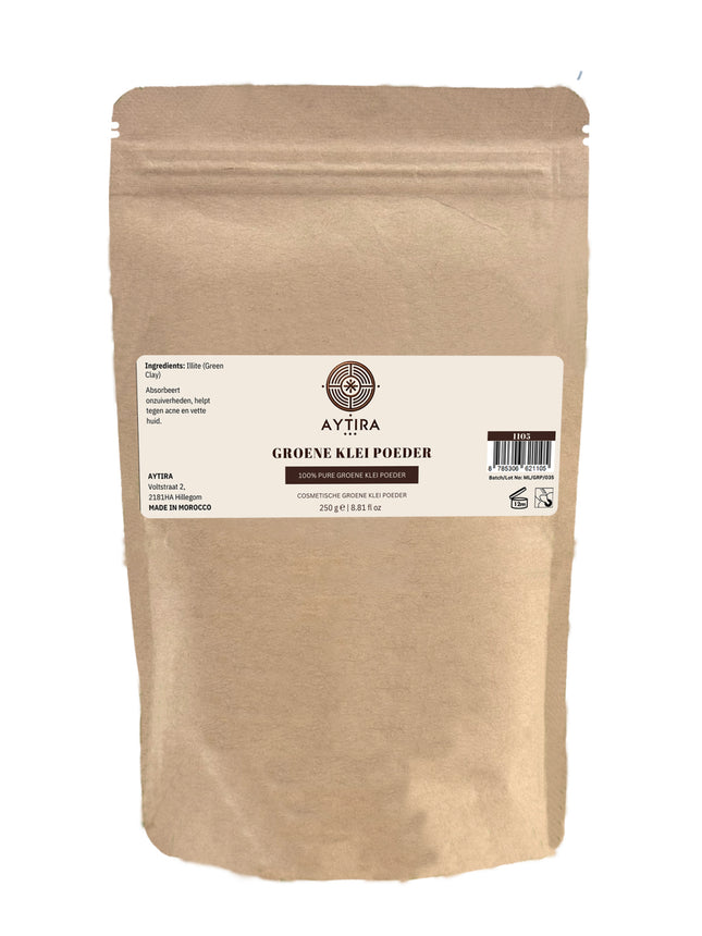Aytira Poudre d'Argile Verte – Argile Illite 100% Naturelle – Peaux Grasses et Impures – Masque Visage et Corps – 250g
