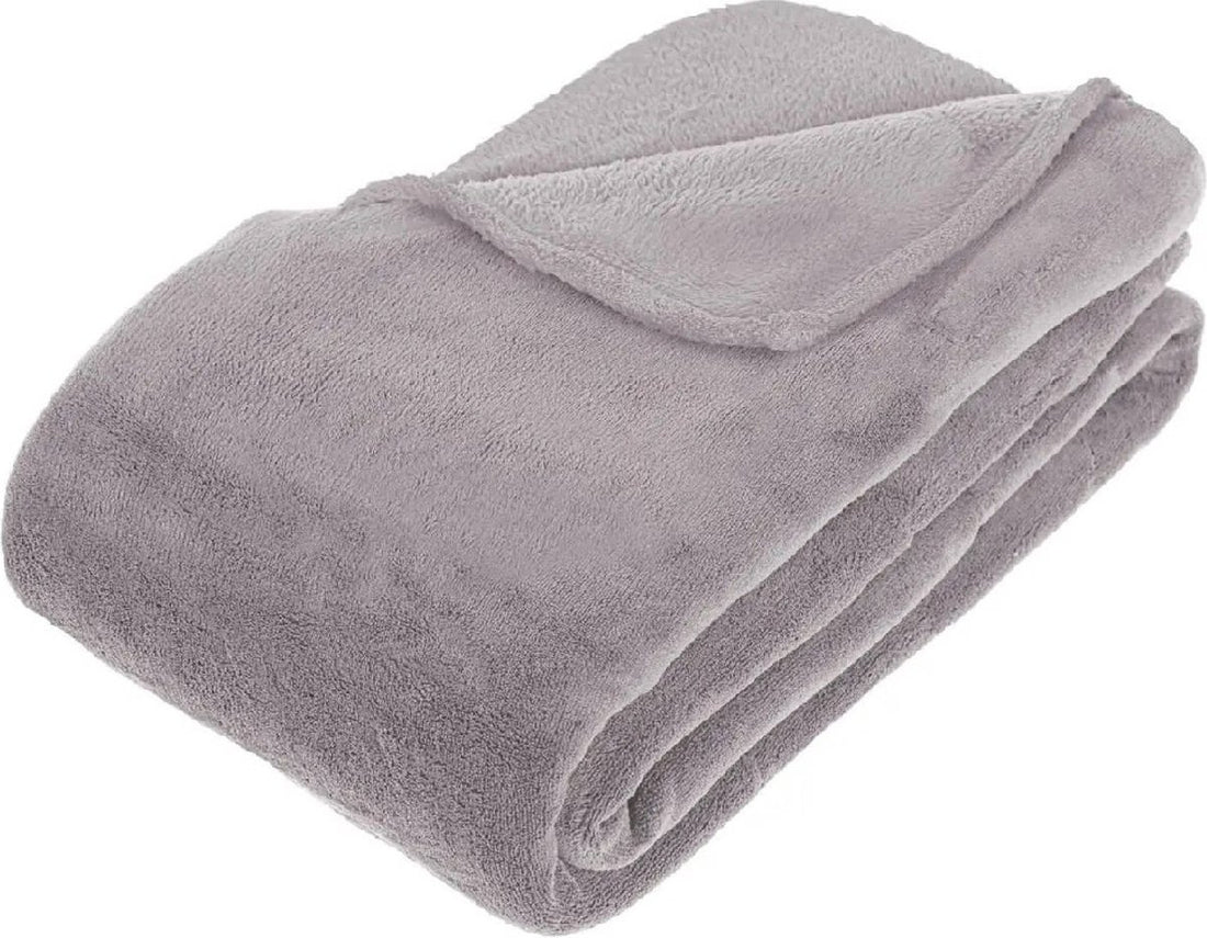 Atmosphera Grote Fleece bank deken/fleece plaid - grijs - 180 x 230 cm - polyester
