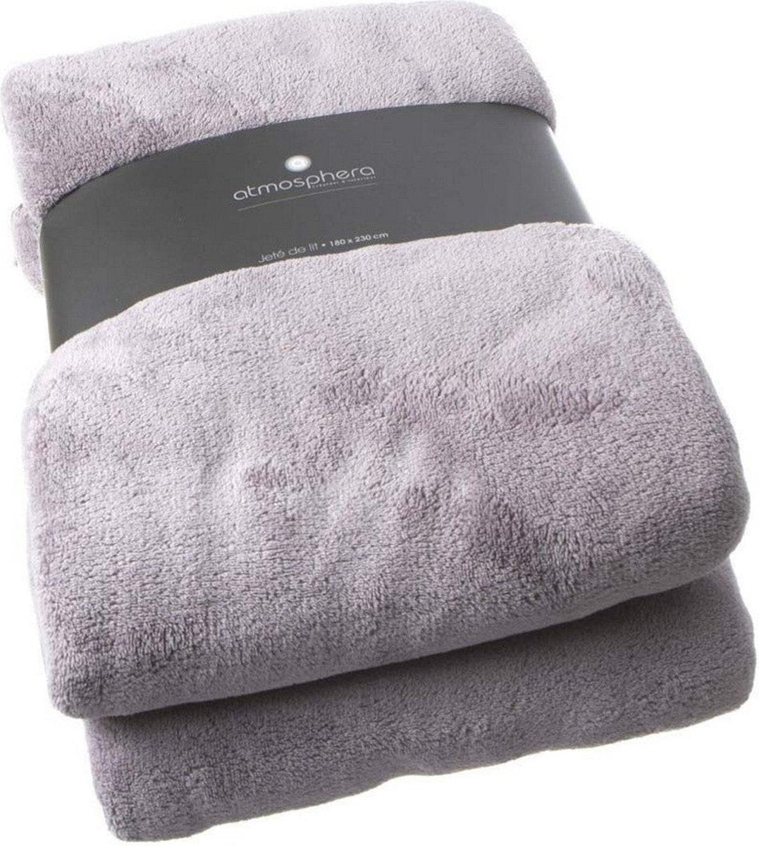 Atmosphera Grote Fleece bank deken/fleece plaid - grijs - 180 x 230 cm - polyester