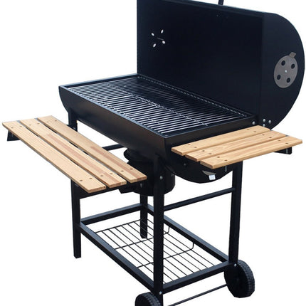 Grand barbecue charbon sur roulettes avec couvercle, thermomètre et grilles réglables – Idéal pour le jardin
