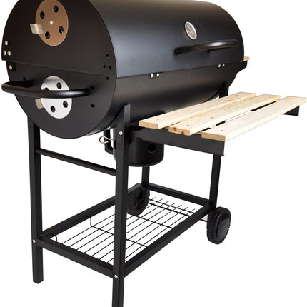 Grand barbecue charbon sur roulettes avec couvercle, thermomètre et grilles réglables – Idéal pour le jardin