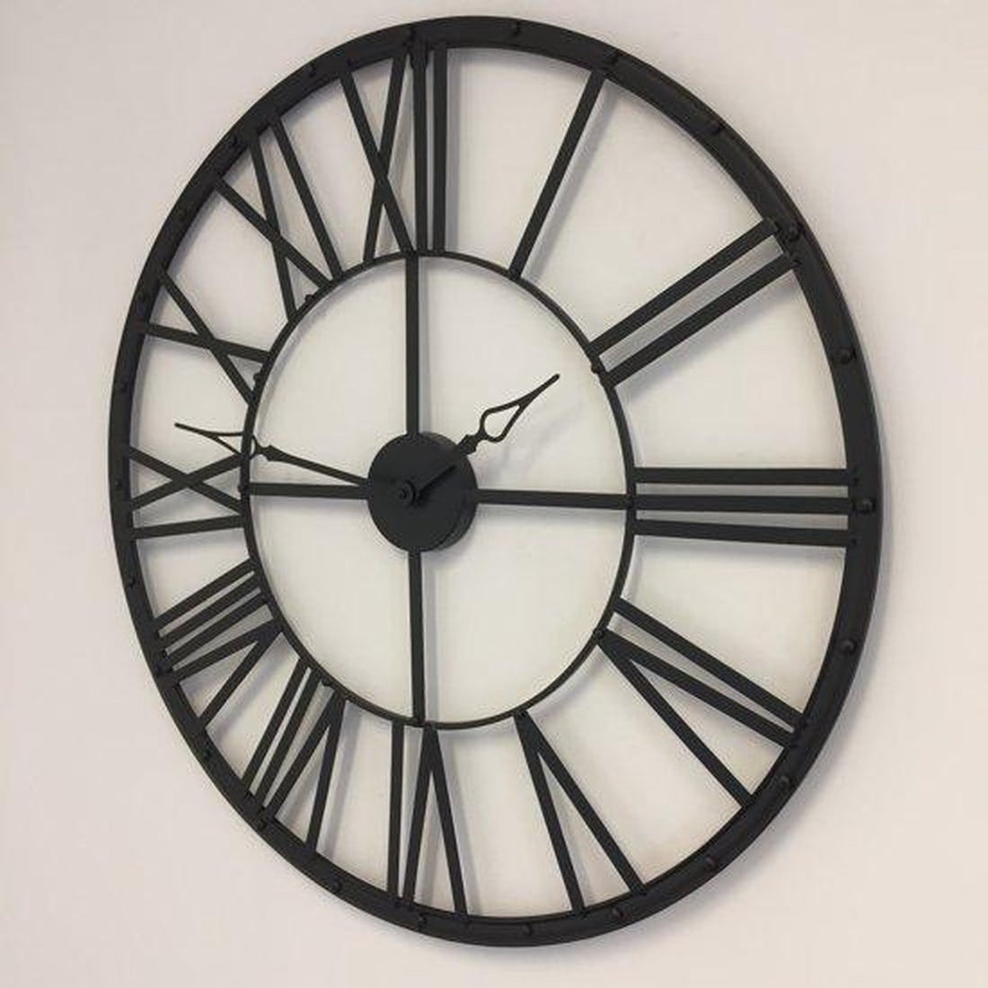 Grote Zwarte Metalen Wandklok XL Ø 70 cm
