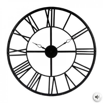 Grande Horloge Murale en Métal Noir XL Ø 70 cm