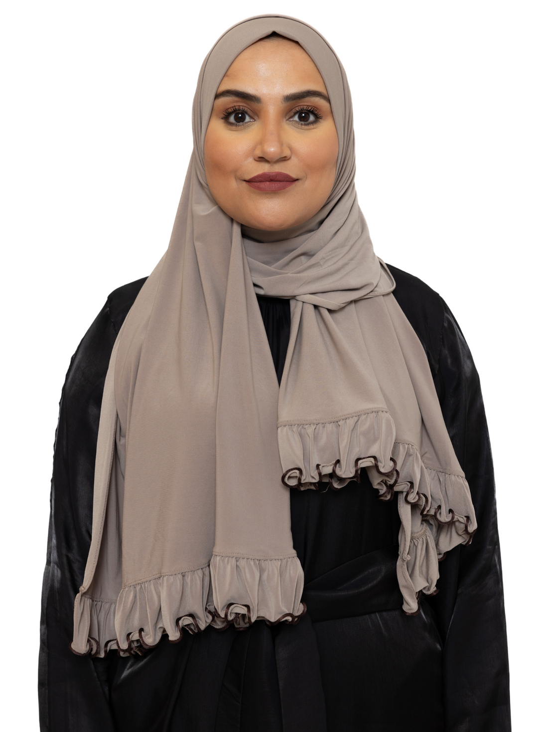 Ruffle premium jersey sjaal – hoofddoek van stretchstof met ruches – foto 6