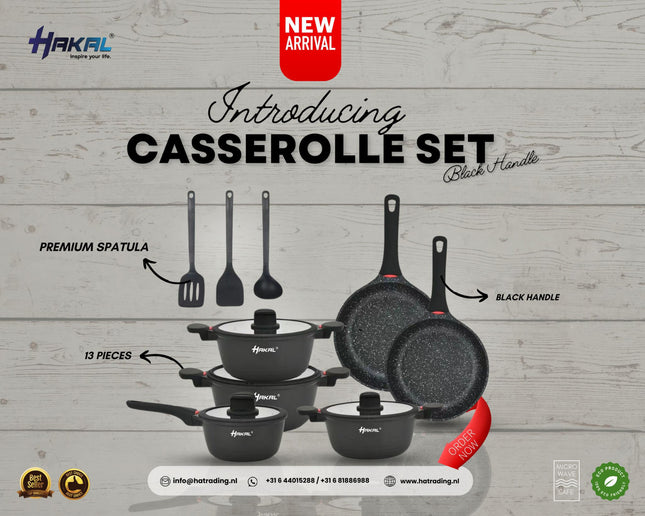 Pannenset - 13-delig - Inductie - Geschikt voor alle warmtebronnen - Kookset - Inclusief accessoires  - gietaluminium met Greblon® anti-aanbak