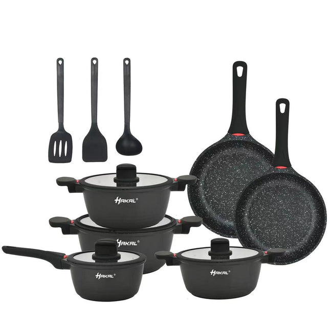 Pannenset - 13-delig - Inductie - Geschikt voor alle warmtebronnen - Kookset - Inclusief accessoires  - gietaluminium met Greblon® anti-aanbak