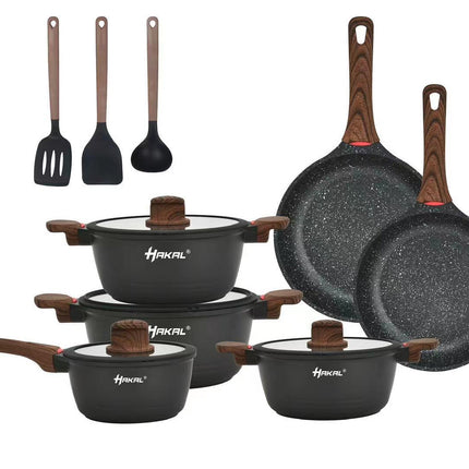 Batterie de cuisine - 13 pièces - Induction - Convient à toutes les sources de chaleur - Set de cuisson - Accessoires inclus - Aluminium moulé avec revêtement antiadhésif Greblon®