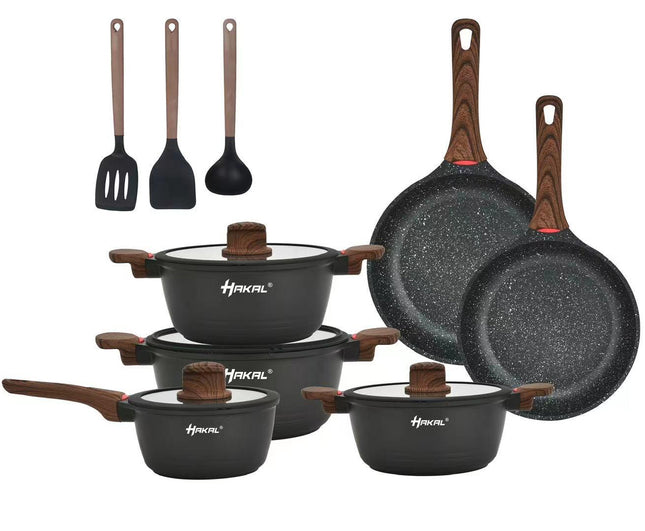 Pannenset - 13-delig - Inductie - Geschikt voor alle warmtebronnen - Kookset - Inclusief accessoires  - gietaluminium met Greblon® anti-aanbak