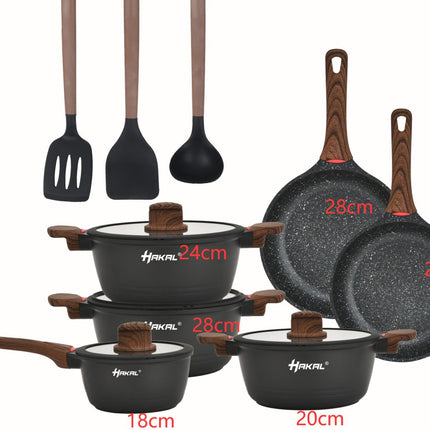 Batterie de cuisine - 13 pièces - Induction - Convient à toutes les sources de chaleur - Set de cuisson - Accessoires inclus - Aluminium moulé avec revêtement antiadhésif Greblon®