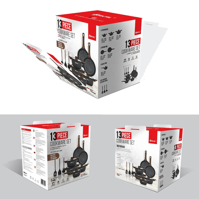 Pannenset - 13-delig - Inductie - Geschikt voor alle warmtebronnen - Kookset - Inclusief accessoires  - gietaluminium met Greblon® anti-aanbak