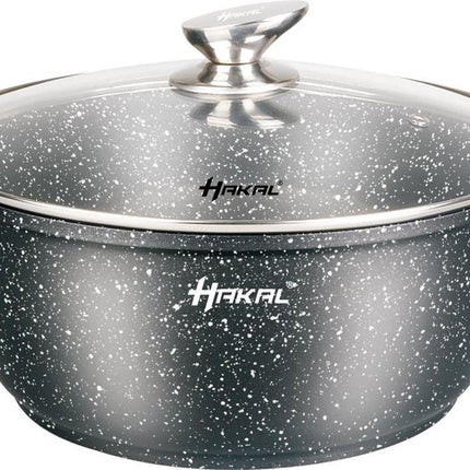 Batterie de cuisine Hakal Premium – Casseroles Faitout Induction 6 pièces – Revêtement antiadhésif – Poignées froides Ø 20, 24 & 28 cm – Points noirs